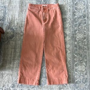 Madewell Peach wide-legged, cropped jeans. Size 27.